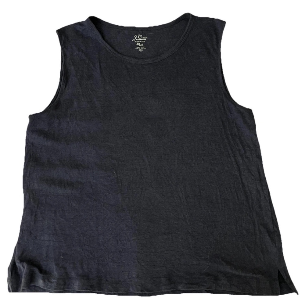 J Crew 100% Linen Tee Knit Goods Blue Tank Top Sleeveless Thin Knit Size Small